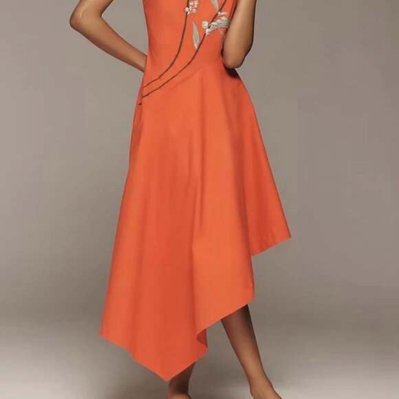 New Yukiko Noritake x Anthropologie Asymmetric Floral Midi Dress - Picture 5 of 8